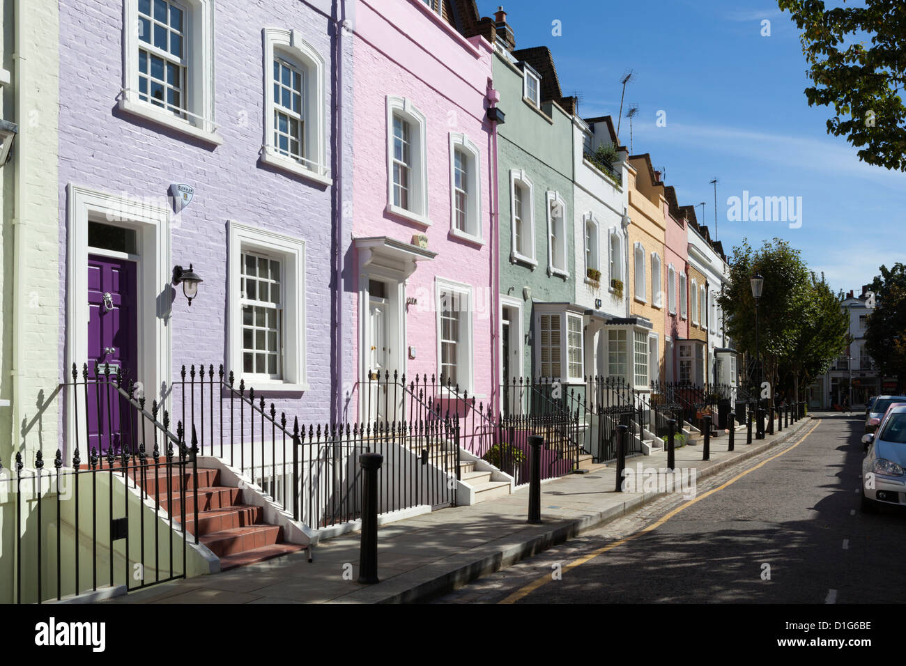 Casas de color pastel, Bywater Street, Chelsea, Londres, Inglaterra, Reino  Unido, Europa Fotografía de stock - Alamy