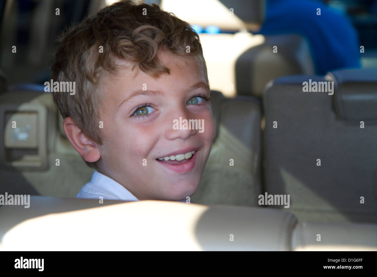 Niño de siete años en Tampa, Florida, EE.UU. Foto de stock