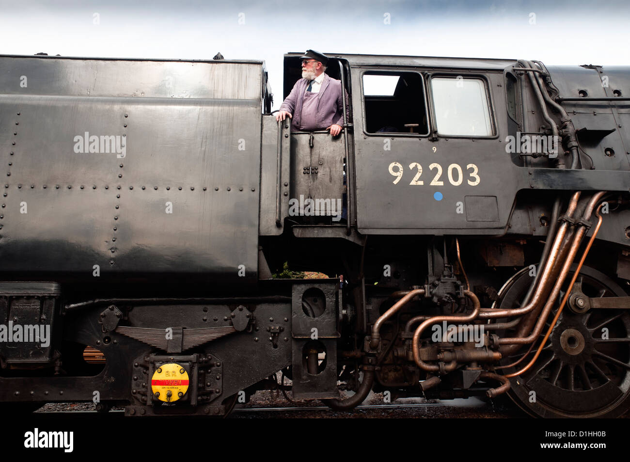 BR clase standard 9f locomotora a vapor visto en el West Somerset Railway Foto de stock
