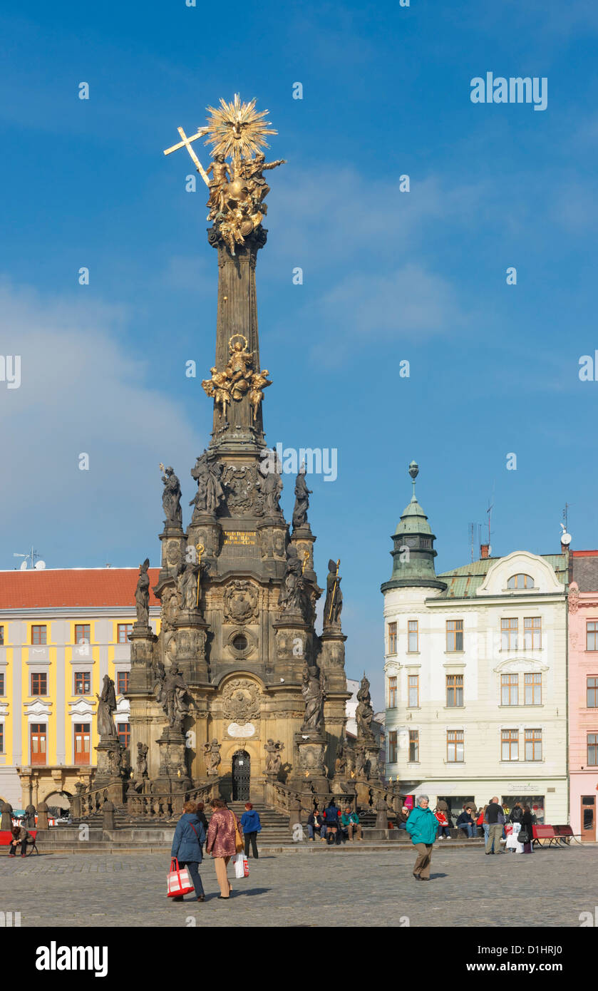 Columna de la santísima Trinidad en Horni Namesti, Olomouc, en Moravia del Norte, la República Checa Foto de stock