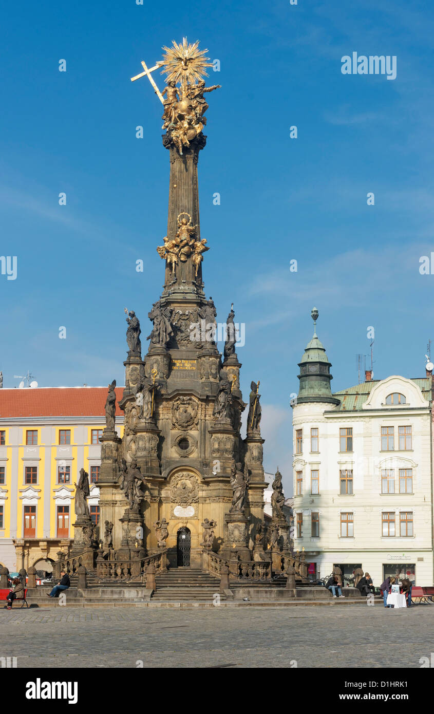 Columna de la santísima Trinidad en Horni Namesti, Olomouc, en Moravia del Norte, la República Checa Foto de stock