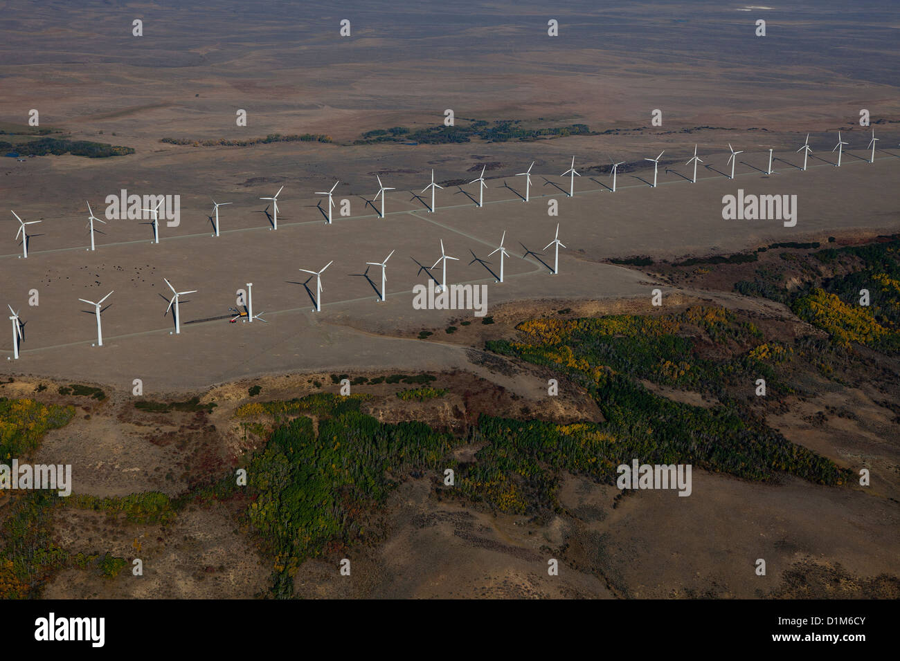 Fotografía aérea parque eólico sureste de Wyoming Foto de stock