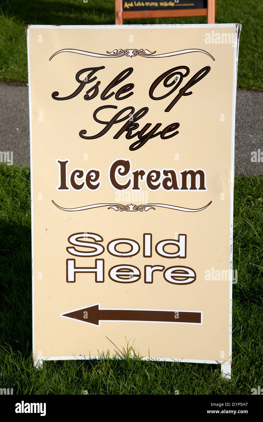 La isla de Skye, Escocia, signo de helados Foto de stock