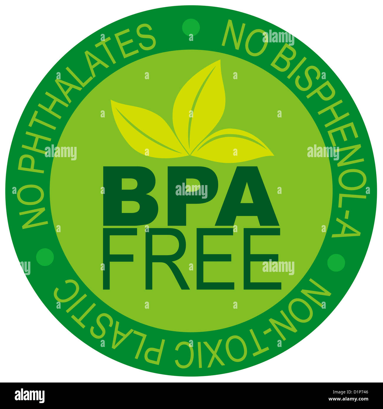 BPA bisfenol A y los Ftalatos libre Etiqueta para ilustración de plástico  no tóxico aislado sobre fondo blanco Fotografía de stock - Alamy