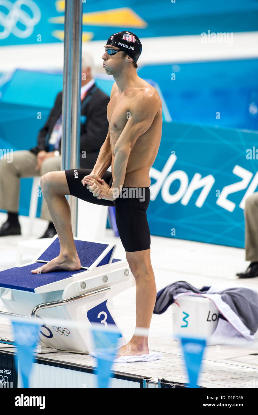 Michael Phelps (Estados Unidos) en los Juegos Olímpicos de Verano de 2012, Londres, Fotografía de stock -