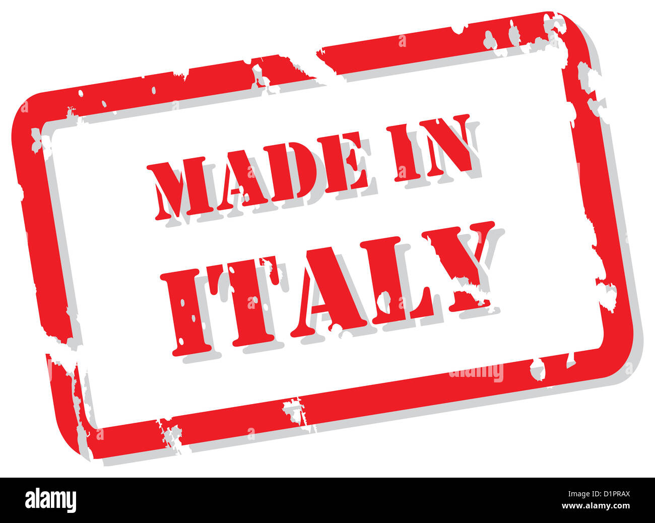 Sello de goma roja vector de Made in Italy Foto de stock