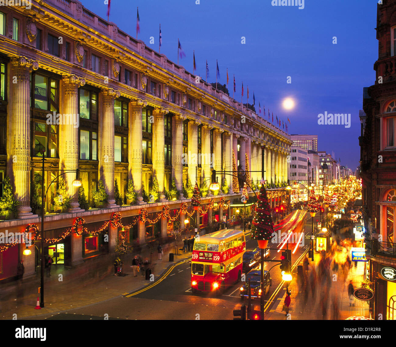 Oxford Street en Navidad, Londres, Inglaterra, Reino Unido. Foto de stock