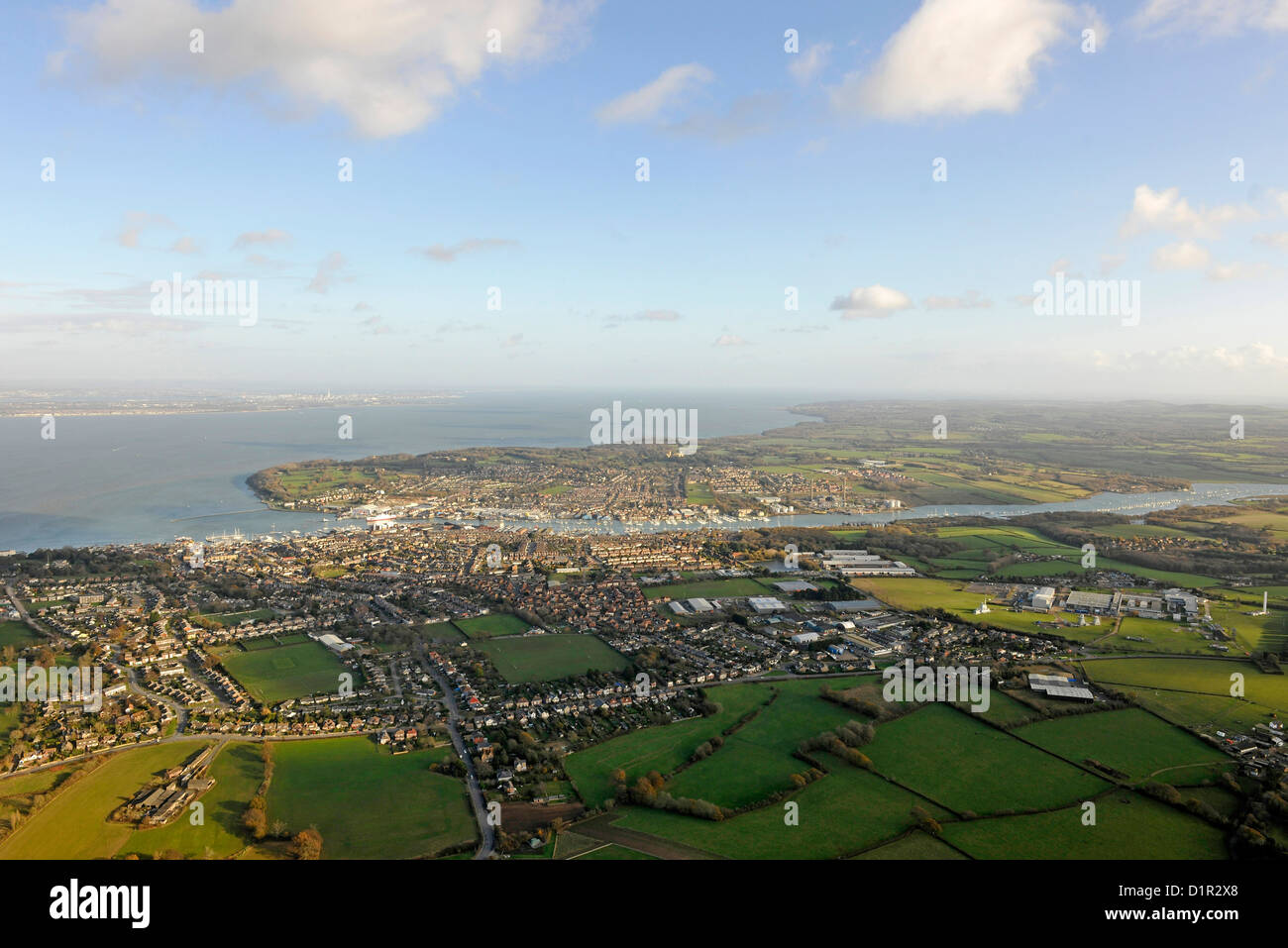 Imagen aérea de Cowes en la Isla de Wight Foto de stock