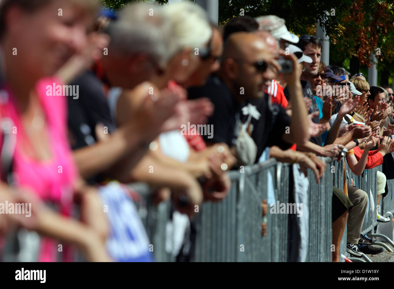 Berlín, Alemania, los espectadores en el XII Campeonato del Mundo IAAF de maratón Foto de stock