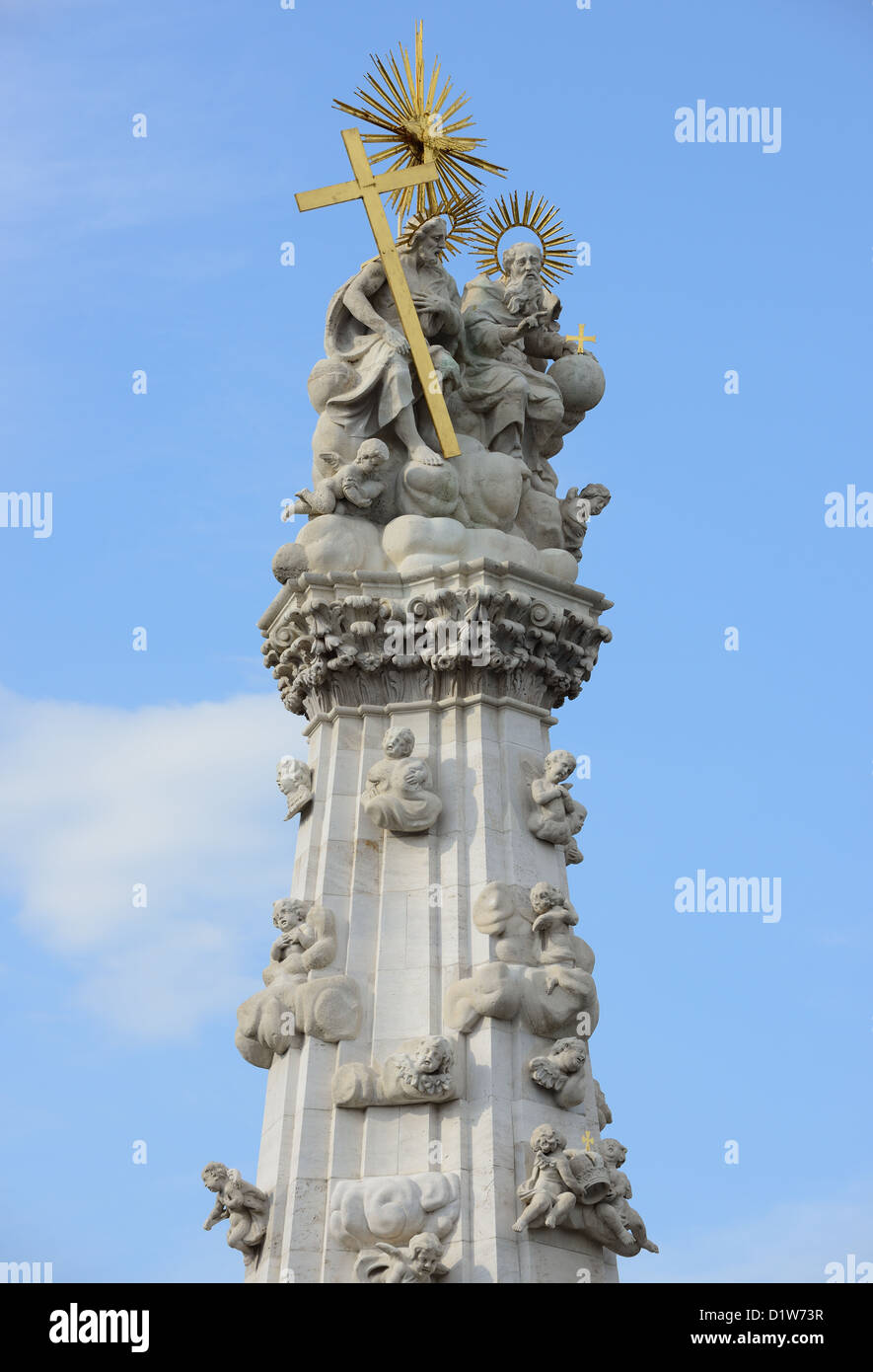 Detalle de la columna de la santísima Trinidad en Budapest, Hungría. Foto de stock