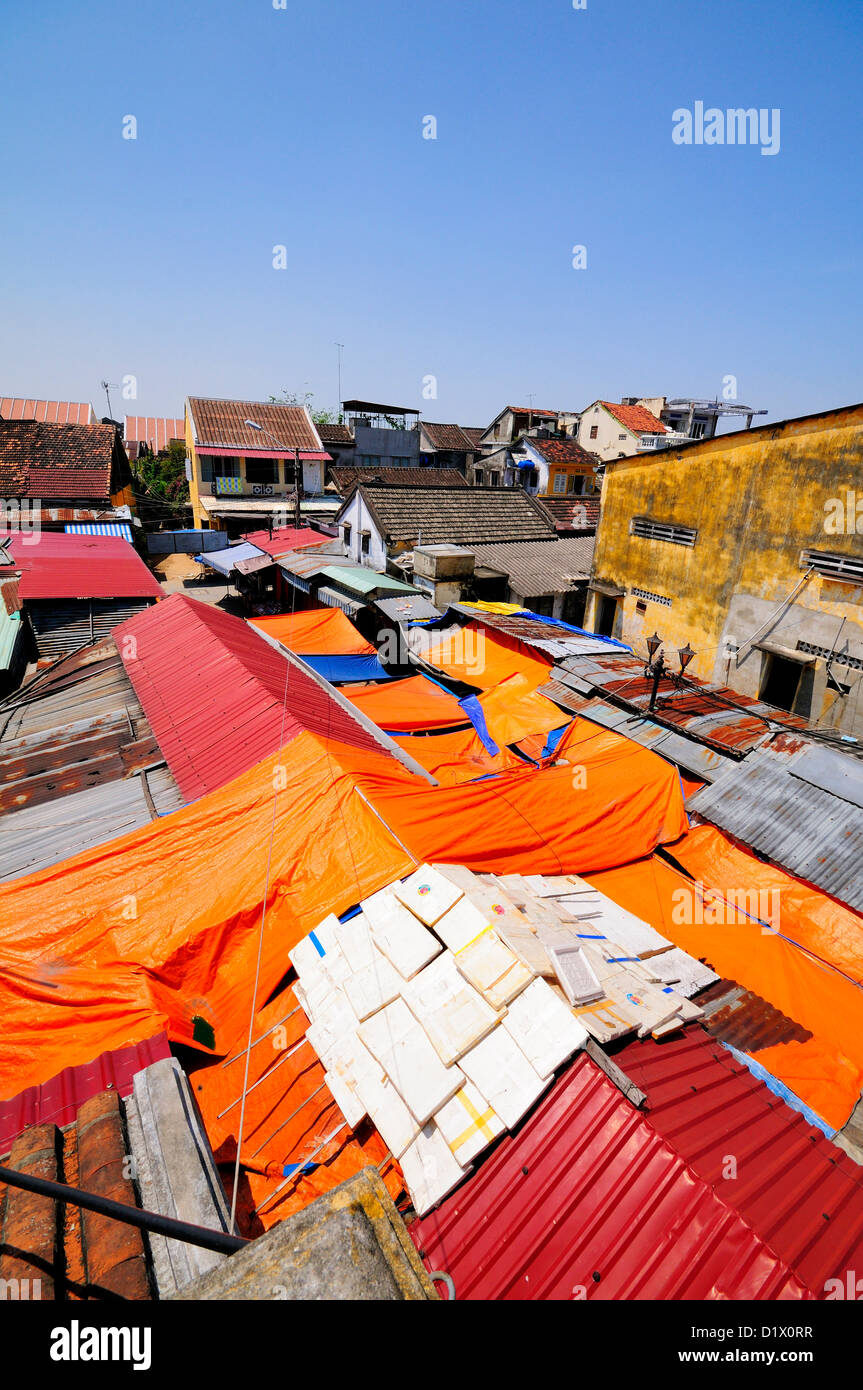 Un alto ángulo de visualización del mercado de Hoi An. Vietnam, Asia Foto de stock