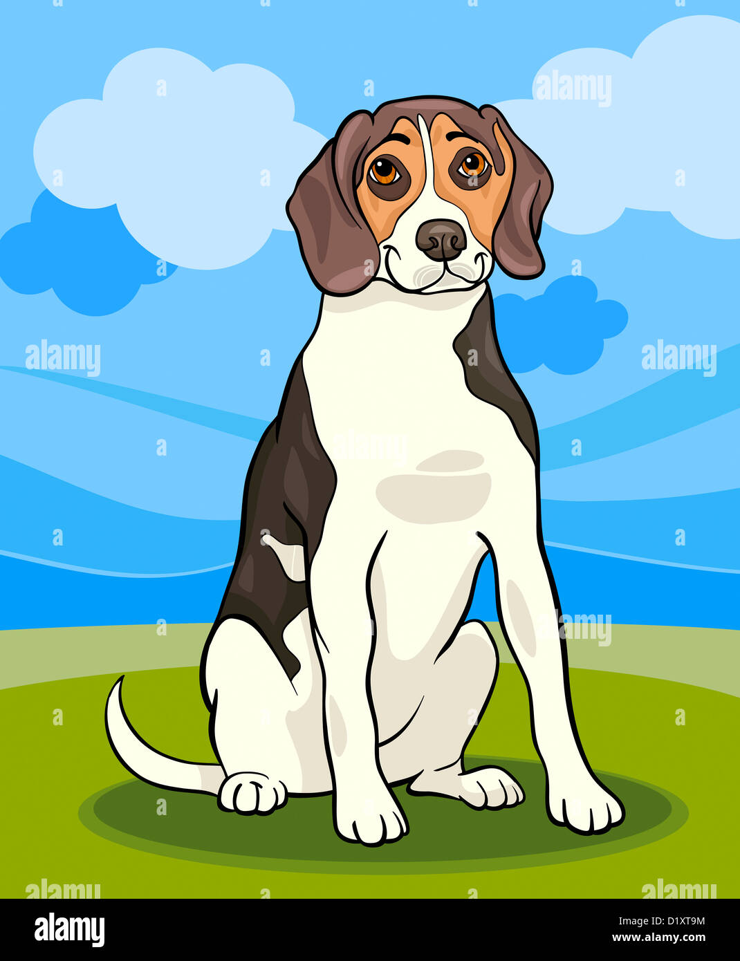 Ilustración de dibujos animados lindo perro Beagle contra el cielo azul  Fotografía de stock - Alamy