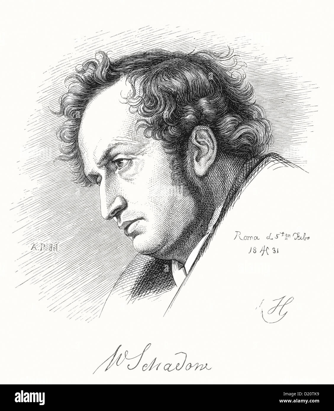Friedrich Wilhelm Schadow, 1789 - 1862. Artista alemán y pintor romántico. Foto de stock