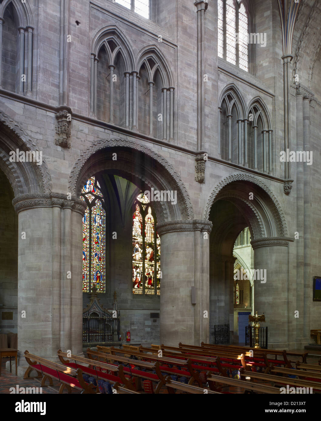 Hereford Cathedral, nave a noreste Foto de stock