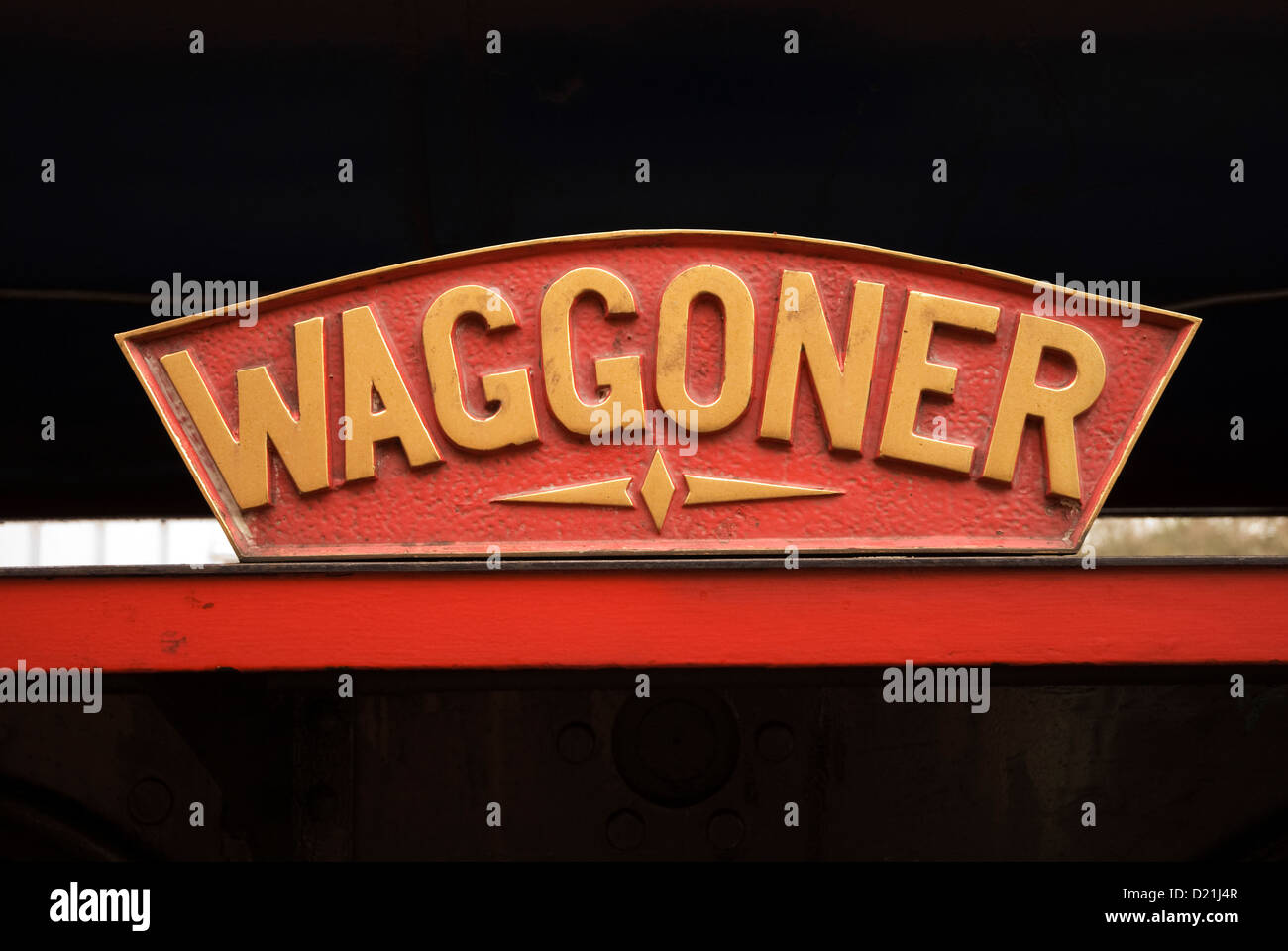Placa con el nombre de locomotora 'Waggoner' Foto de stock