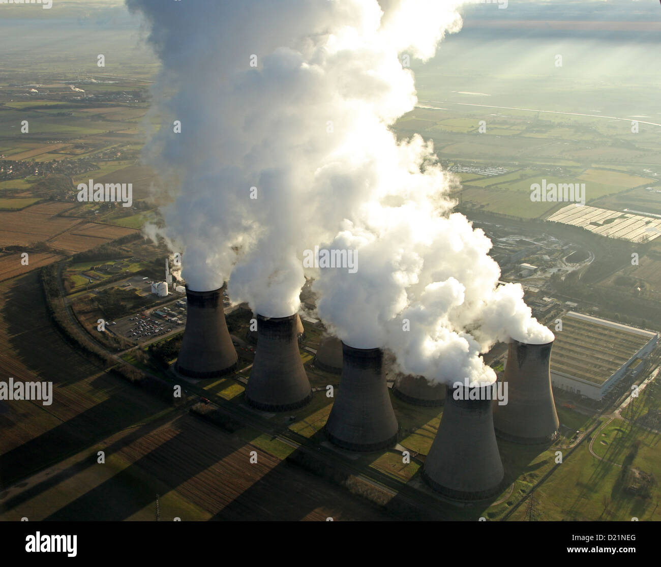Vista aérea de Eggborough Power Station en Yorkshire, Reino Unido Foto de stock