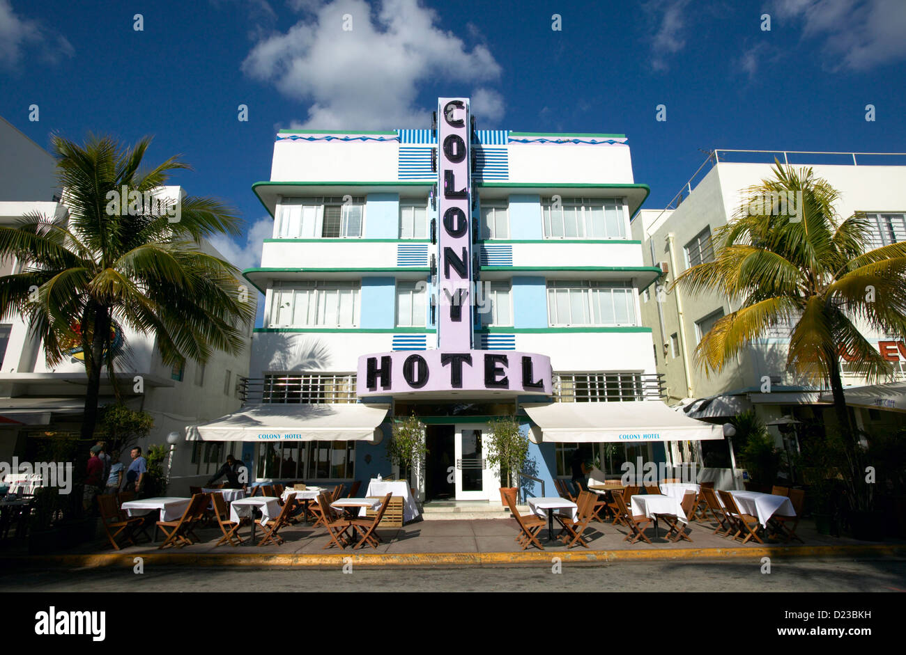 Miami South Beach Ocean Drive Hotel Colony Foto de stock