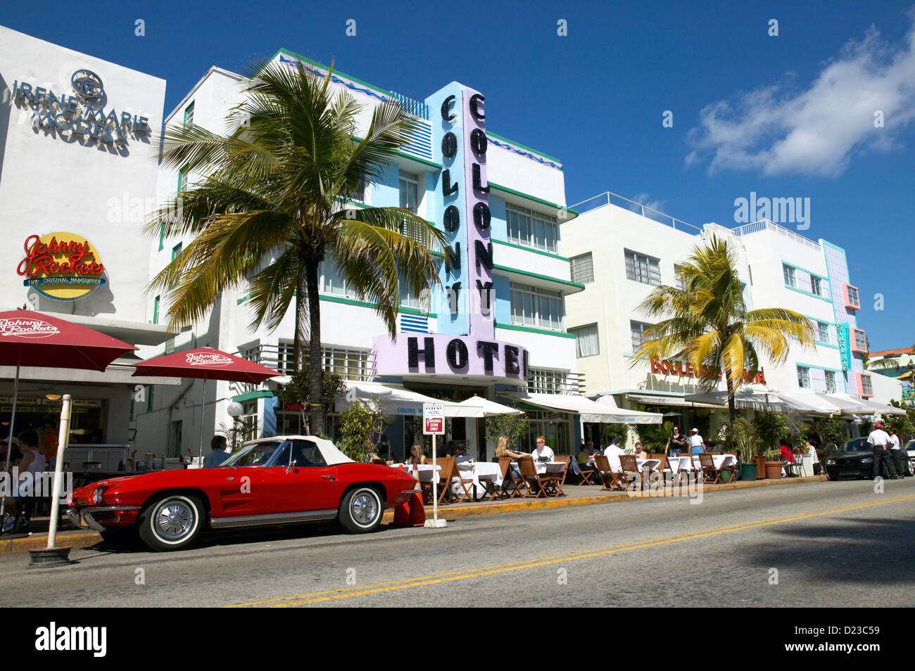 Miami South Beach Art Deco de Ocean Drive, Colonia Hoteles Foto de stock
