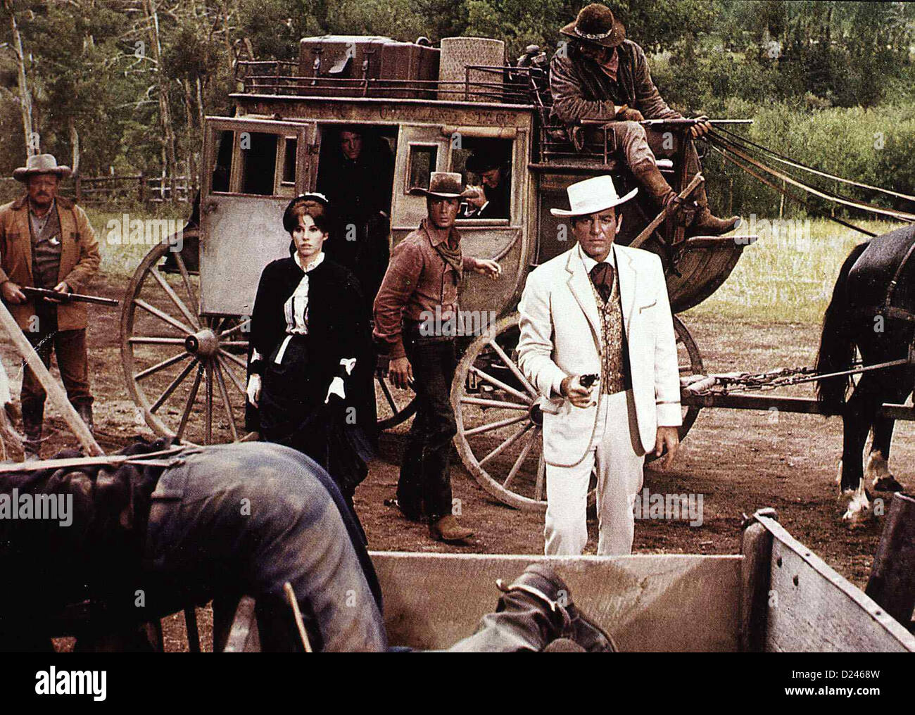 San Fernando Stagecoach Ann-Margret, Alex Cord, Michael Connors Dallas (Ann-Margret), Ringo (Alex cuerda,m) und Hatfield Foto de stock