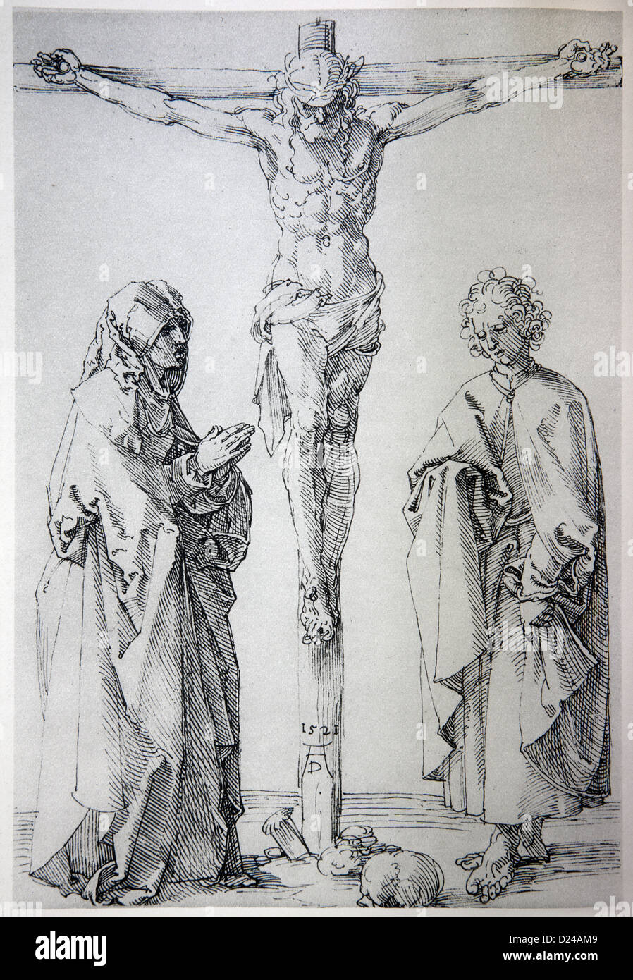 Alemania - 1928: la litografía de Jesús en la cruz por Alberto Durero Foto de stock