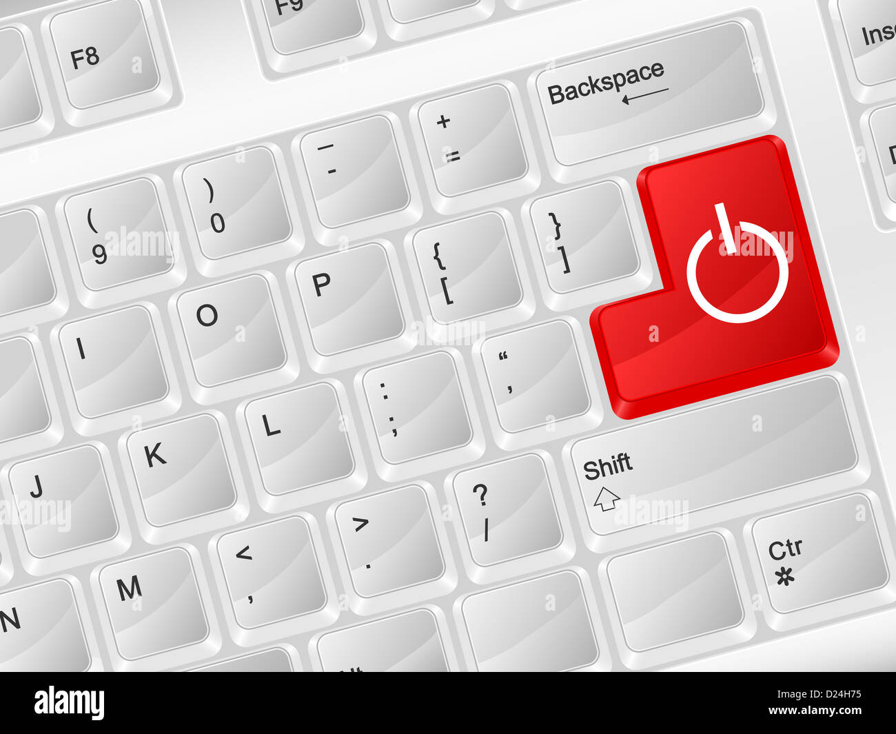 Teclado de ordenador blanco símbolo de potencia. Ilustración vectorial  Fotografía de stock - Alamy