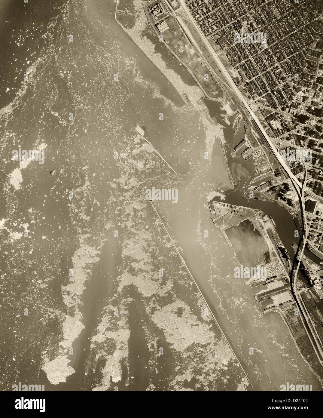 Fotografía aérea histórica de Buffalo, Nueva York, 1959. Foto de stock