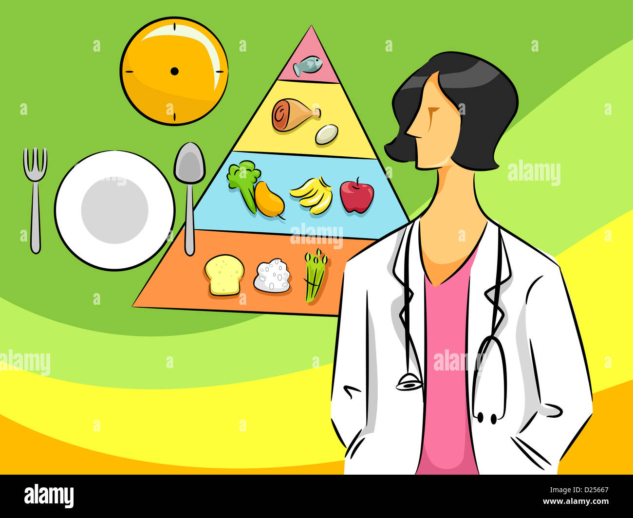 Ilustración de dibujos animados de un nutricionista Mujer Fotografía de stock - Alamy Ilustración de dibujos animados de un nutricionista Mujer Fotografía de stock - Alamy