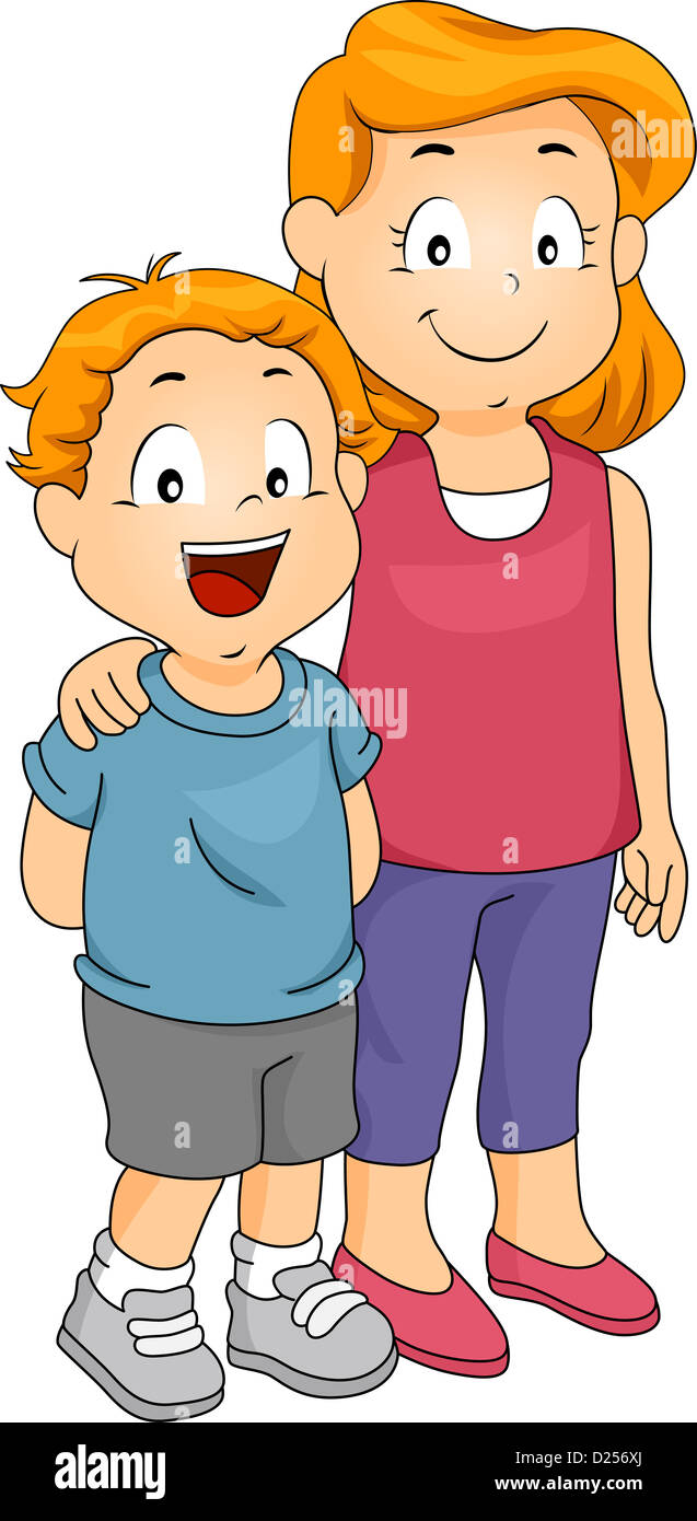Ilustración de un joven junto con su hermana mayor Fotografía de stock -  Alamy