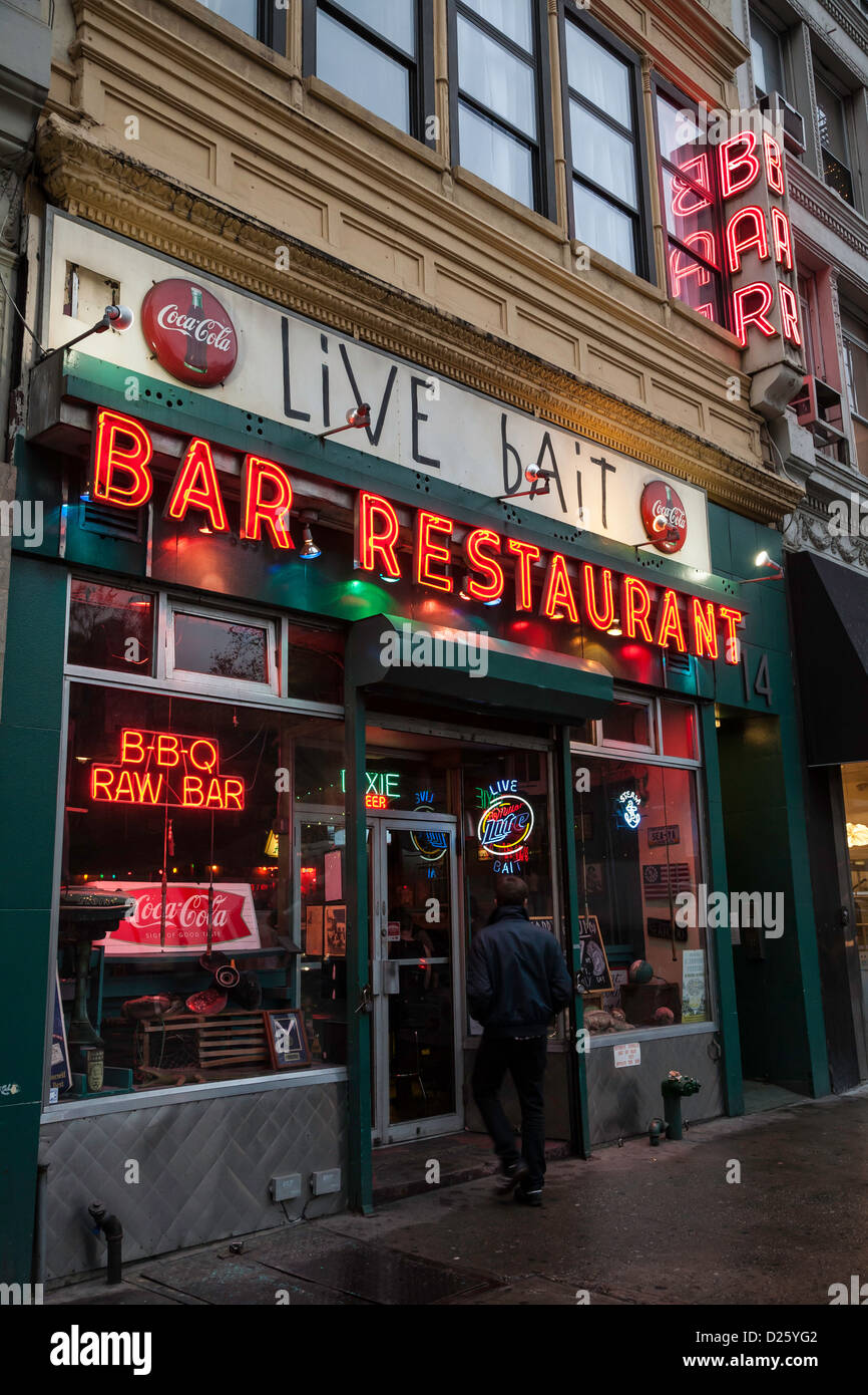 Cebo vivo, Bar y Restaurante, 23nd Street, NYC Foto de stock