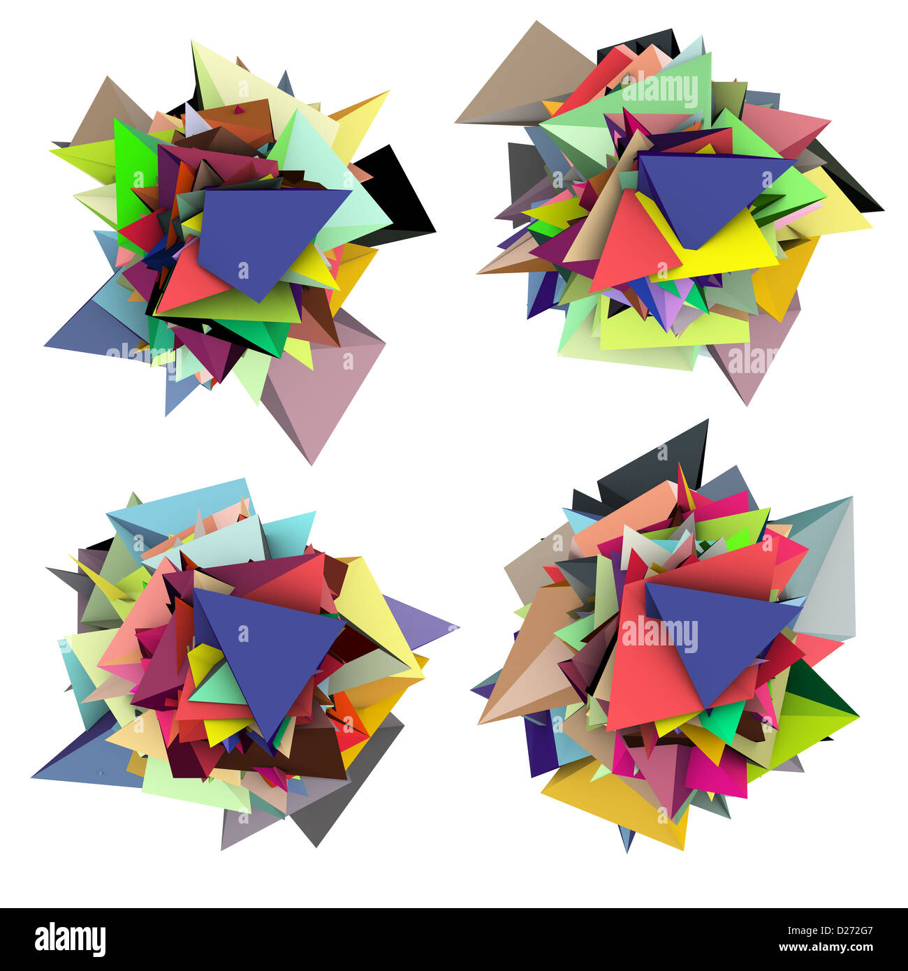 3d color fragmentado spiked forma abstracta en blanco Foto de stock
