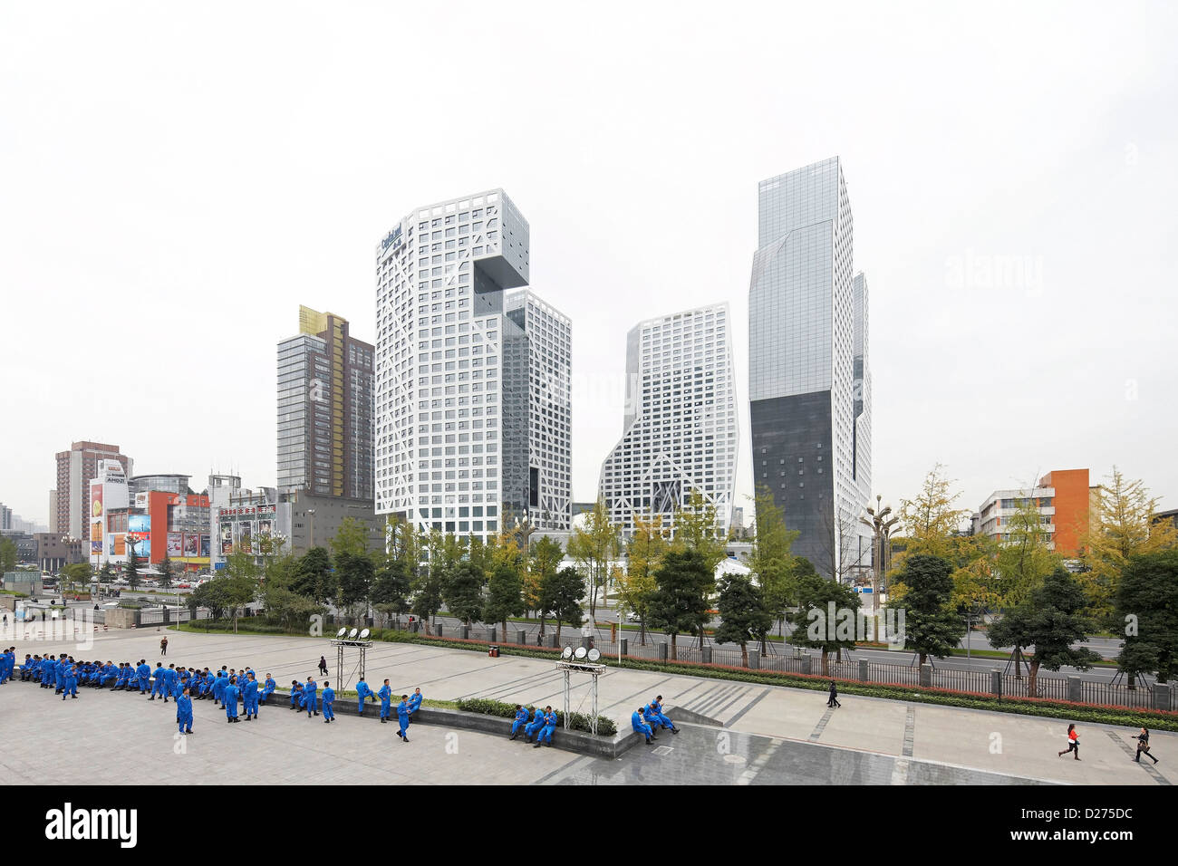 Bloque de porosidad en rodajas, Chengdu, China. Arquitecto: Steven Holl Architects, en 2013. Foto de stock