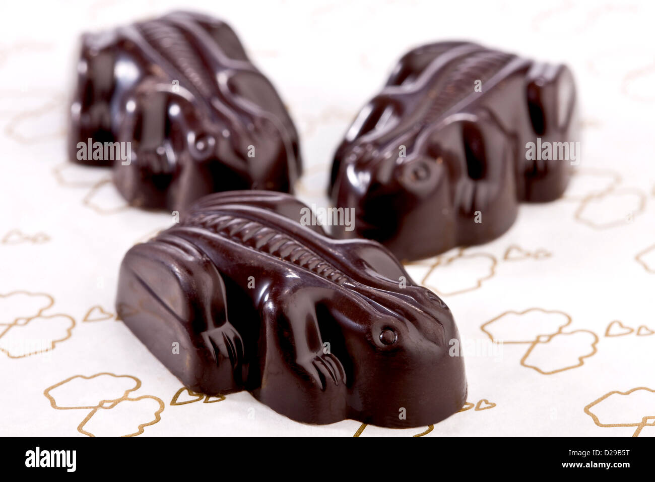 Ranas de chocolate Foto de stock