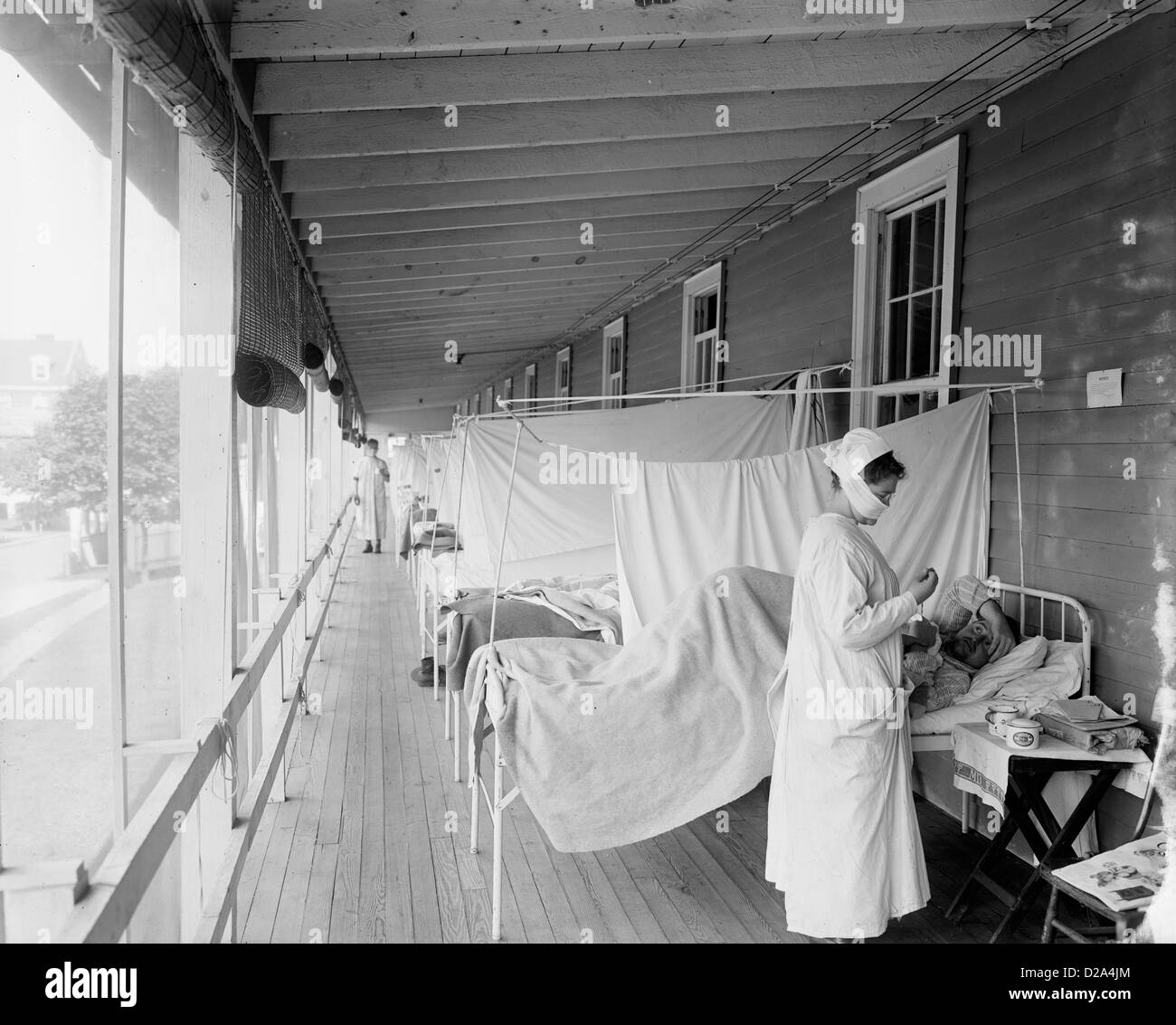 Hospital Walter Reed, gripe Ward entre 1910 y 1920. Foto de stock
