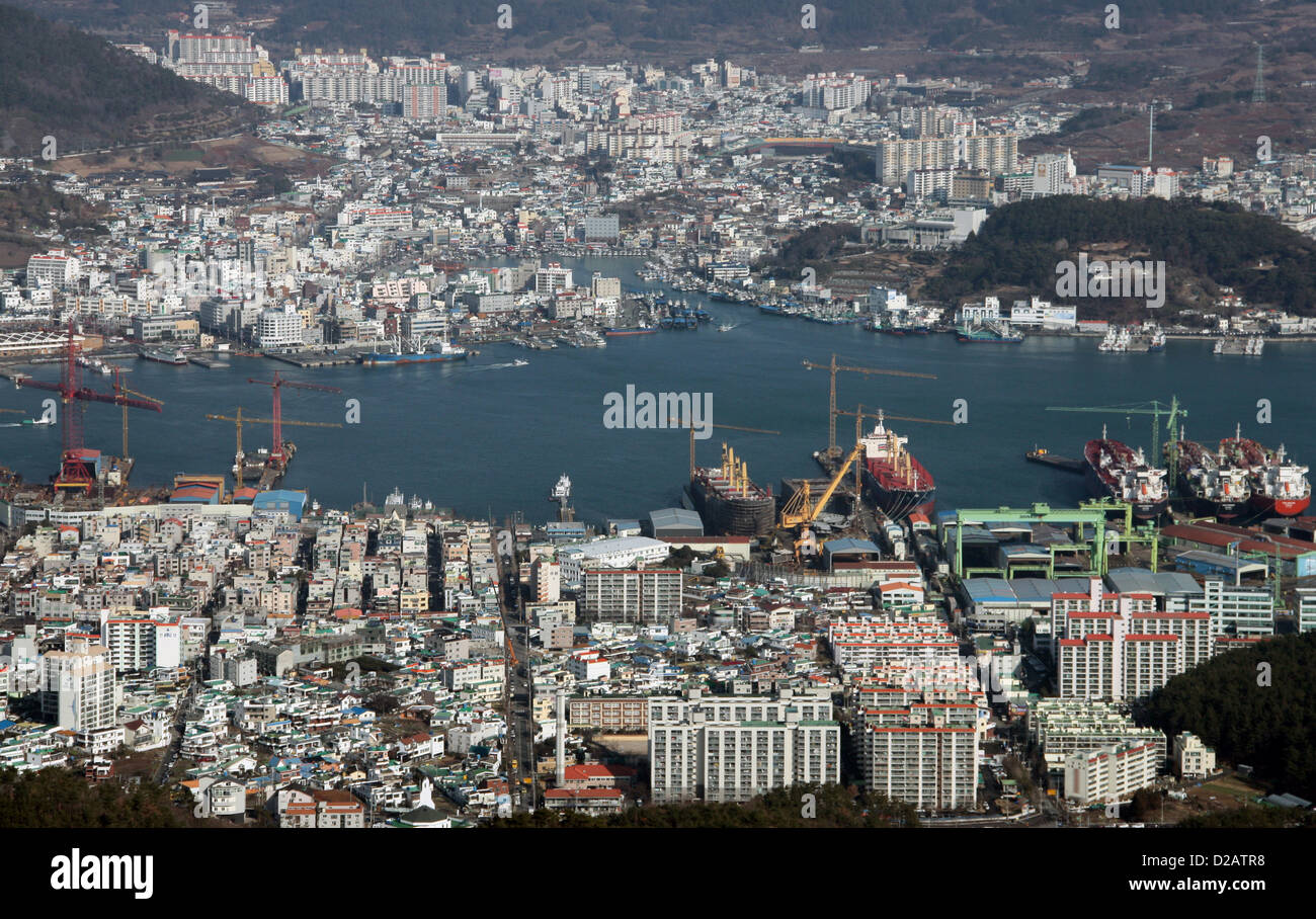 Corea del Sur: Tongyeong vista de la ciudad Foto de stock
