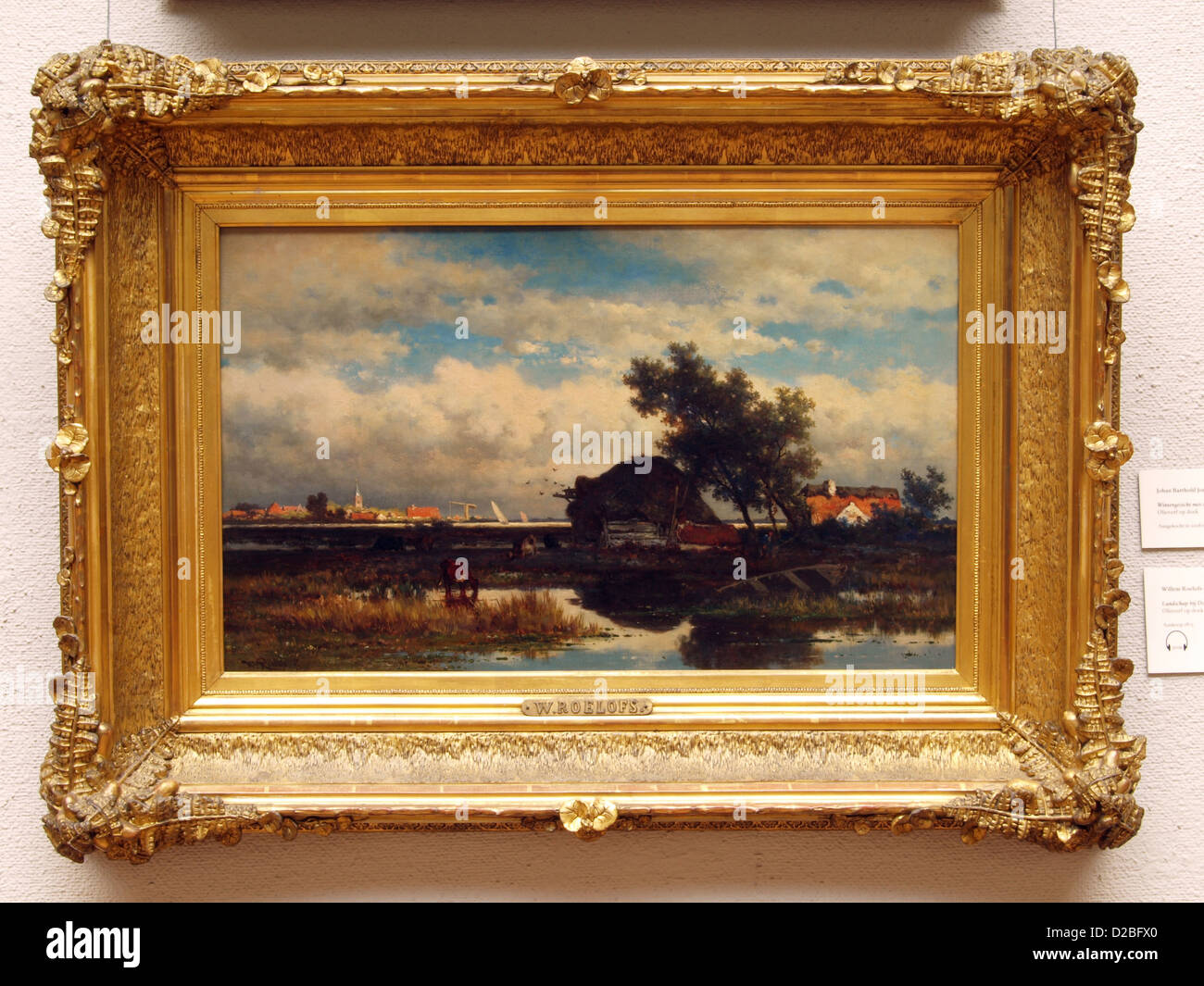 Willem Roelofs (1822-1897), Paisaje cerca de Dordrecht, óleo sobre lienzo Foto de stock