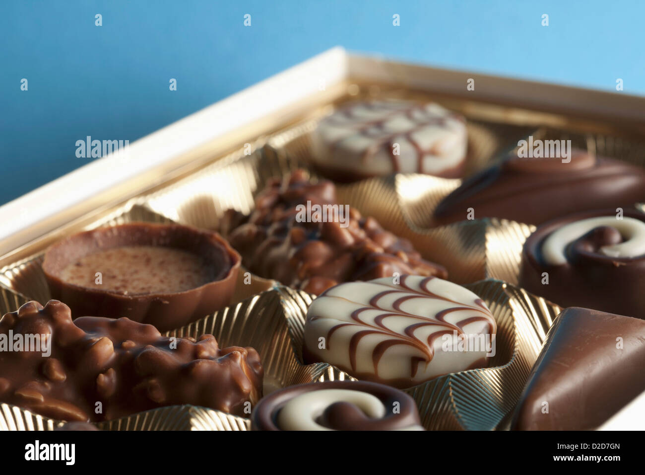 Detalle de bombones en una caja Foto de stock