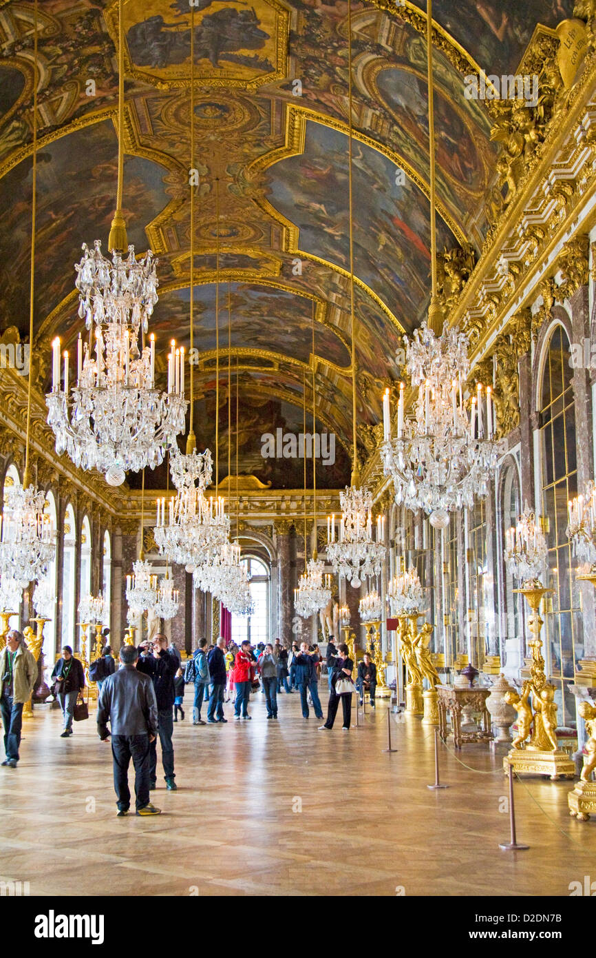 El Grand Gallery (Galería de los espejos) en el Palacio de Versalles,  Francia Fotografía de stock - Alamy