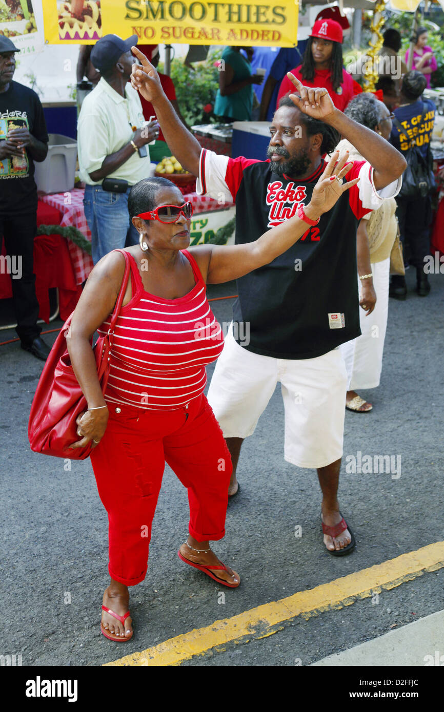 Fiesta en la calle, de Christiansted, St. Croix, Islas Vírgenes de EE.UU. Foto de stock