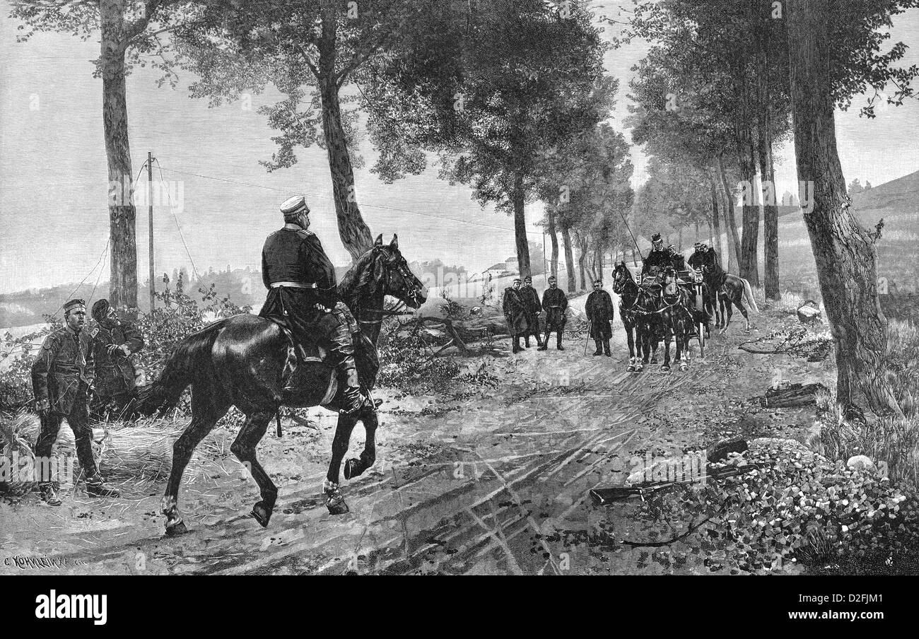 Otto von Bismarck y Napoleón III, la entrega 2. 91870, Batalla de Sedan, Donchery, Francia, Guerra Franco-Prusiana 1870-1871 Foto de stock