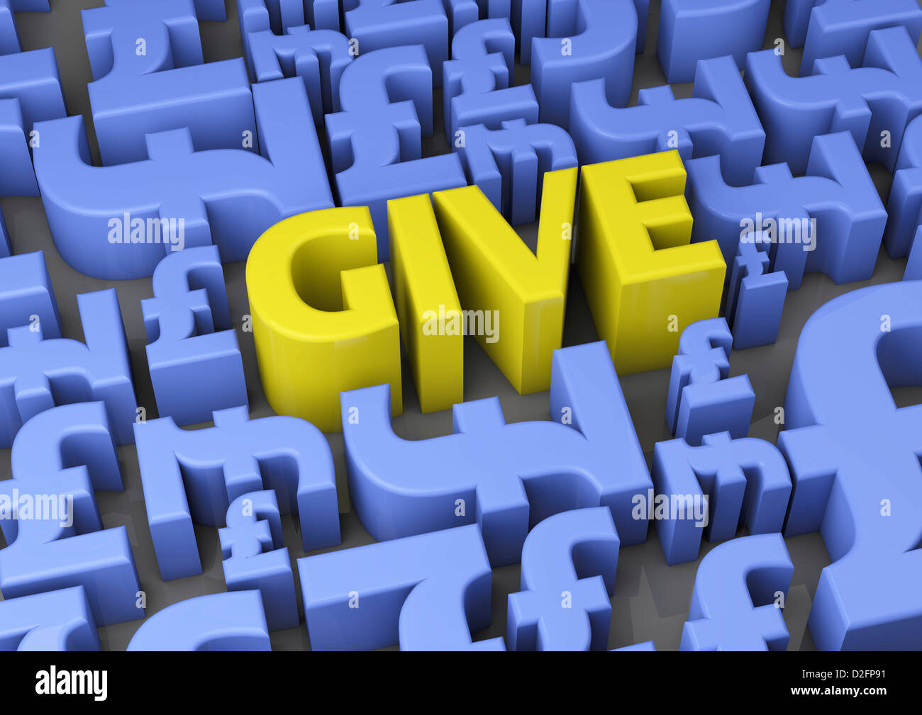 "Regalan" rodeado por libra esterlina británica símbolos - Concepto de caridad Foto de stock