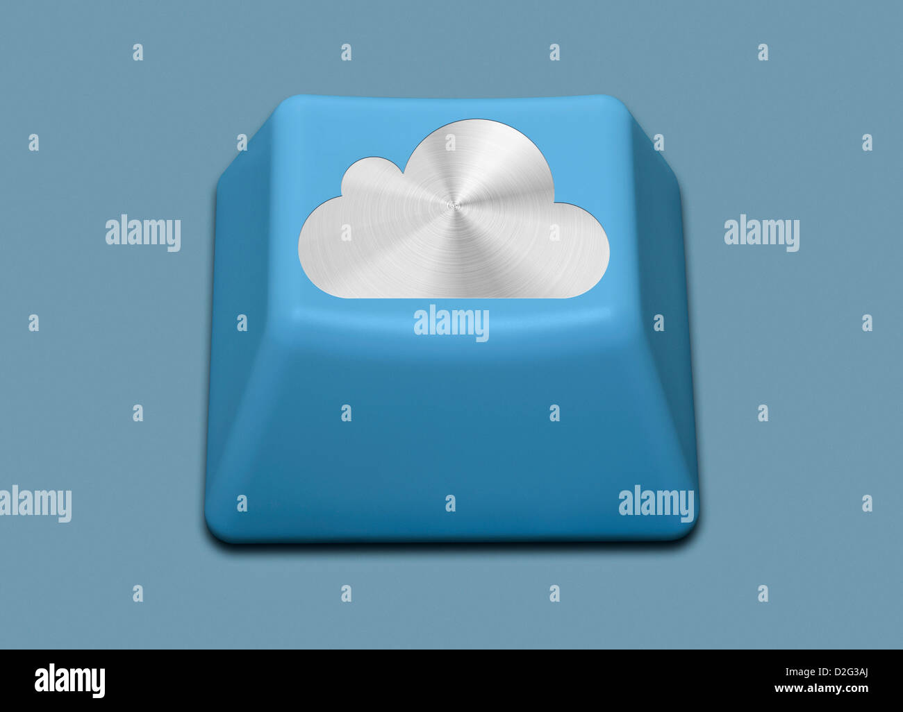 El equipo aislado clave con logotipo de iCloud - el concepto de cloud computing Foto de stock
