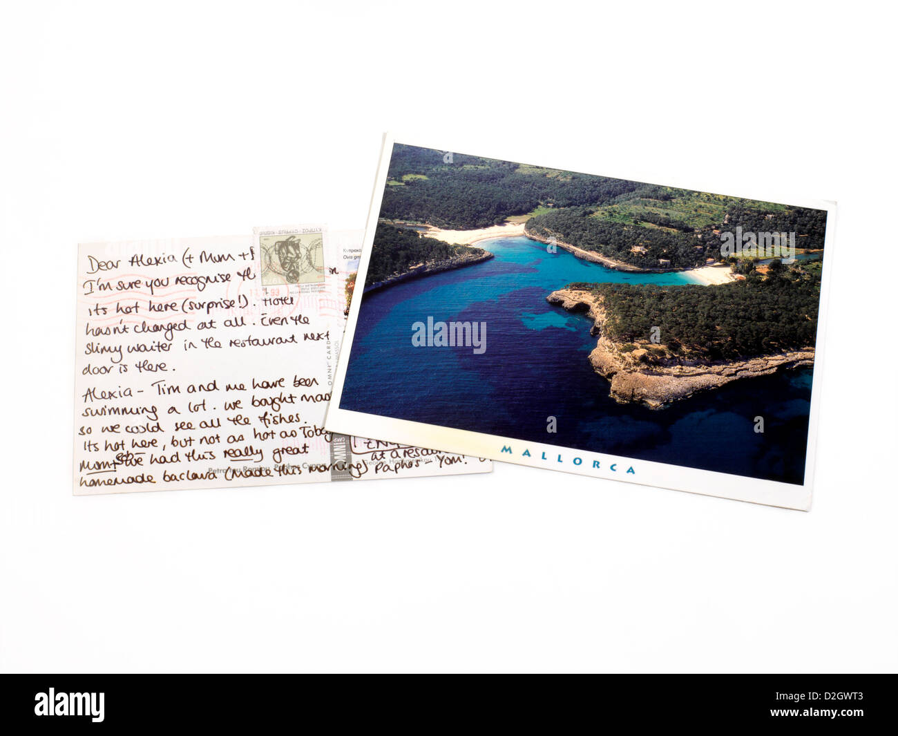 Tarjeta postal de Mallorca España Foto de stock