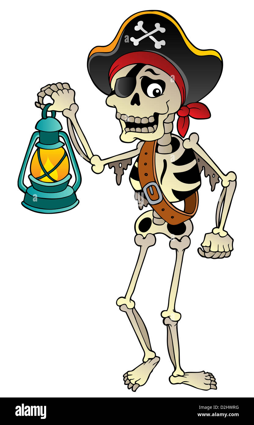 Esqueleto pirata con linterna - ilustración ilustración Fotografía de stock  - Alamy