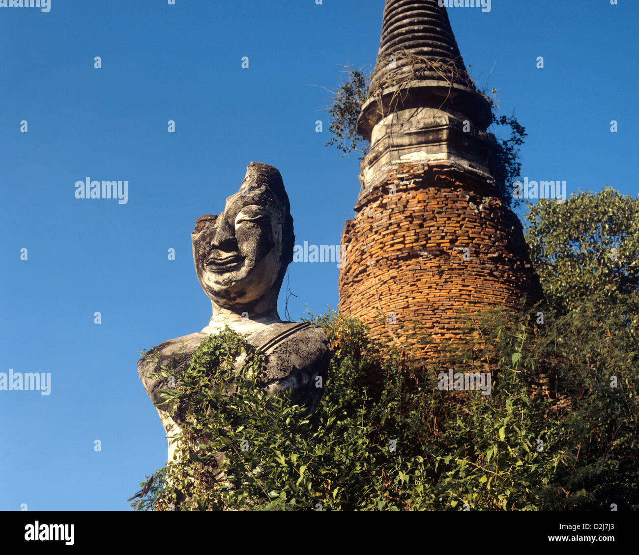 Tailandia, el Parque Histórico de Ayutthaya, ruinas de la antigua capital de Siam Foto de stock