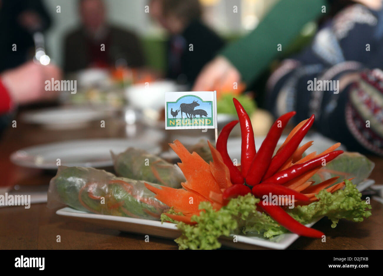 Berlín, Alemania, un plato decorado eV es dirigido con un pabellón de Neuland Foto de stock