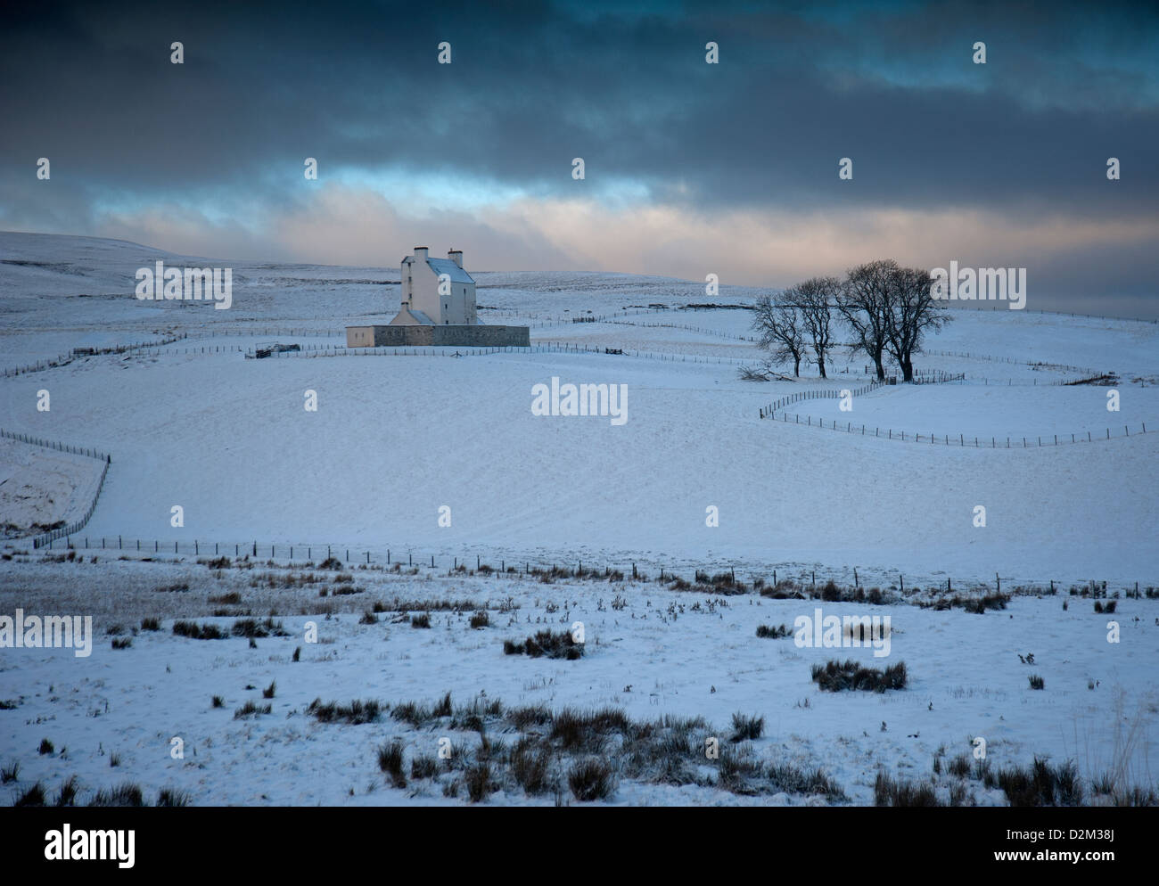 Castillo Corgraff, Strathdon, Aberdeenshire. Región Grampian. Escocia en invierno la nieve. Ocs 8920 Foto de stock