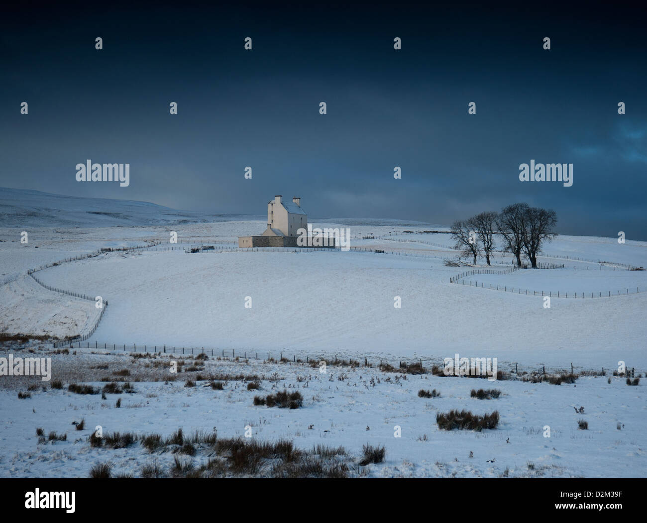 Castillo Corgraff, Strathdon, Aberdeenshire. Región Grampian. Escocia en invierno la nieve. Ocs 8921 Foto de stock