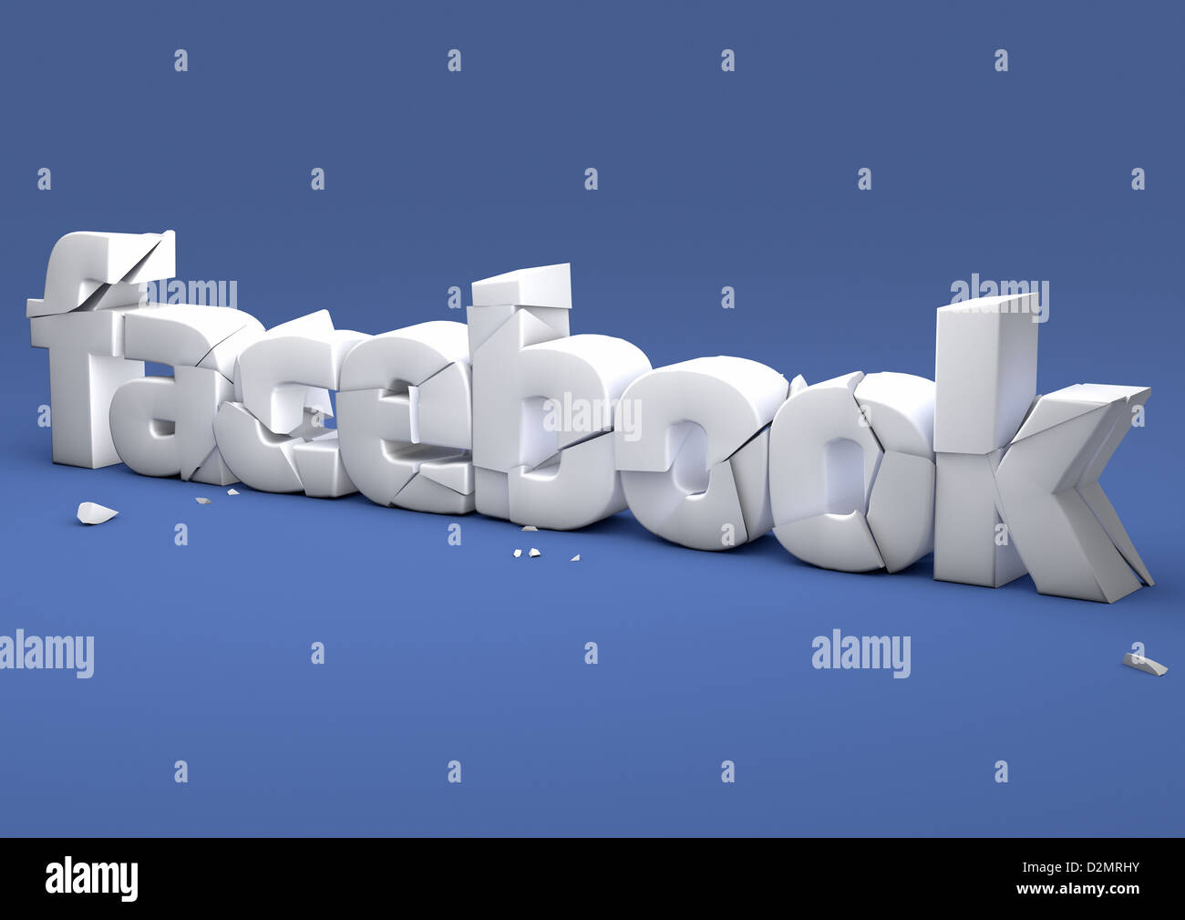 FACEBOOK agrietamiento y desmoronándose - imagen concepto social media Foto de stock