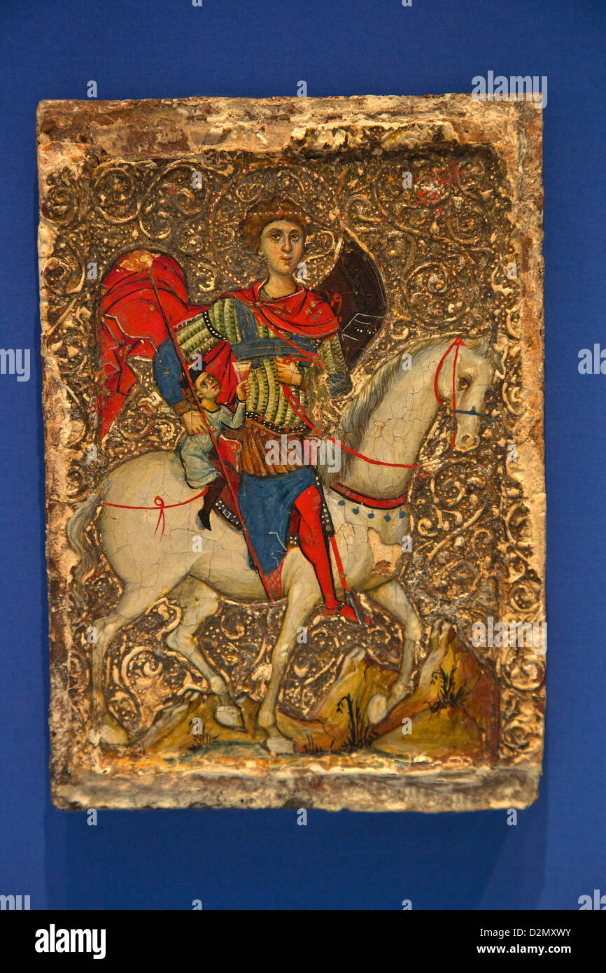 Icono de San Jorge y la juventud de Mitilene, circa 1250, British Museum, Londres, Inglaterra, Reino Unido, GB, Islas Británicas Foto de stock