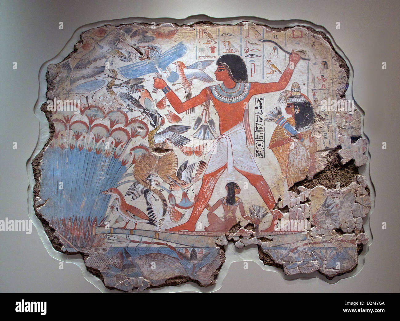 Nebamun caza en las marismas, Templo de Amun, Tebas, Egipto, Museo Británico, Londres, Inglaterra, Reino Unido, GB, Islas Británicas Foto de stock